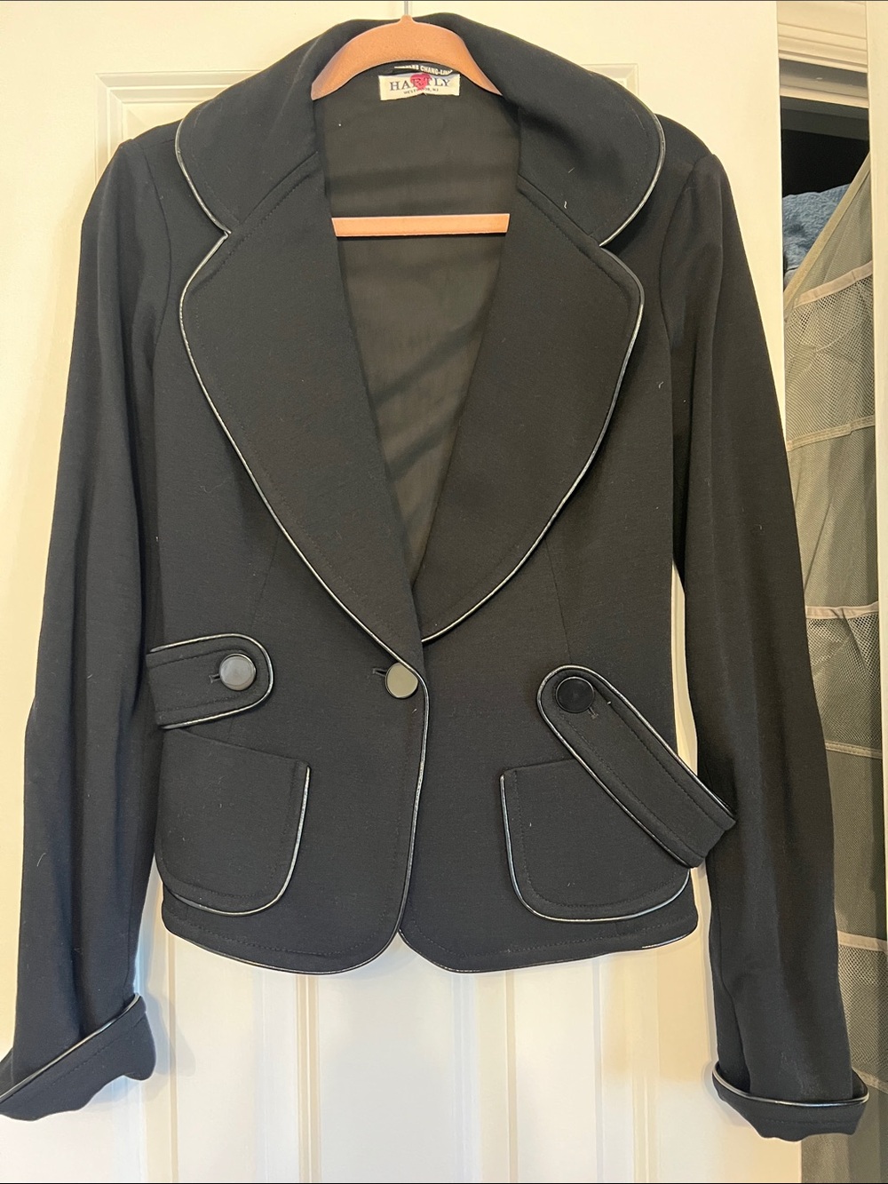 Charles Chang-Lima Black Women's Blazer with patent leather Piping